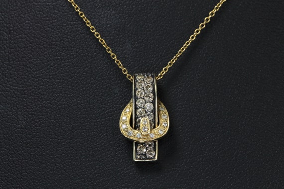 Le Vian 14K gold chocolate & white diamond buckle pendant 18" chain, Mother's Day gift, gift for her, sparkles