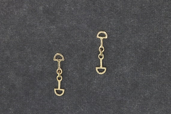 Handmade 14K Yellow Gold D-ring Snaffle Bit Earrings, equestrian gift, horse lover, equine enthusiast