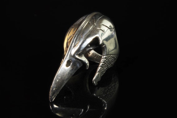Amazing bird skull ring, sterling silver, southwe… - image 3