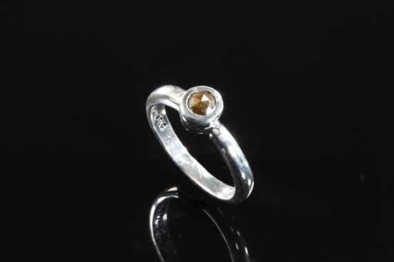 Our handmade sterling silver .29 ct rosecut chocolate diamond solitaire ring, promise or wedding ring, unique stone jewelry gift for anyone