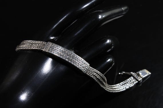 Vintage sterling silver ornate ID bracelet, arm candy, ATI 925, 7.5” gift for anyone