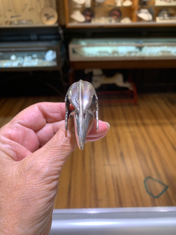 Amazing bird skull ring, sterling silver, southwe… - image 9