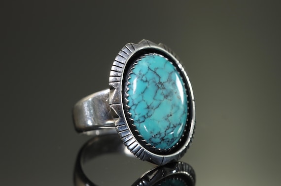 Vintage Lee Nieto sterling silver and turquoise ring, Indigenous southwestern style, gift idea, statement jewelry