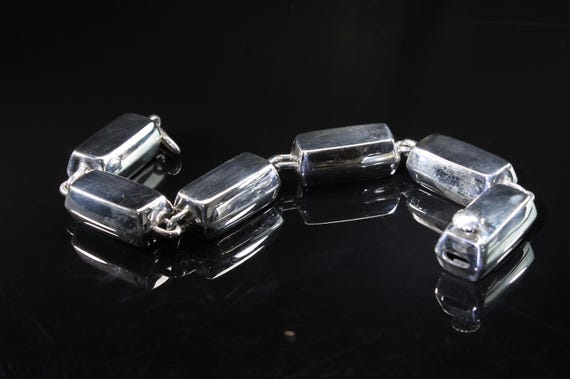 Vintage Hans Hansen sterling silver heavy rectangular link bracelet