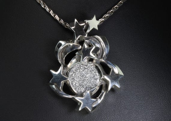 The Big Bang! Our handmade sterling silver star burst with druzy pendant, celestial night sky jewelry, star gazer gift, big and bold