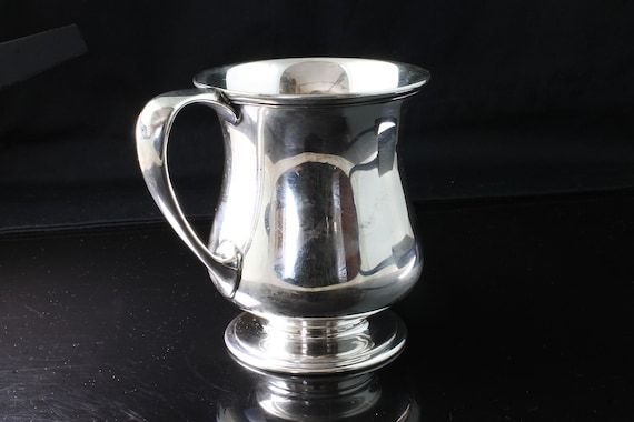Antique Tiffany & Co handled sterling silver cup, 1916 'J.V.C.' initialed, bygone elegance, collectible dinnerware, finesse, art nouvesau