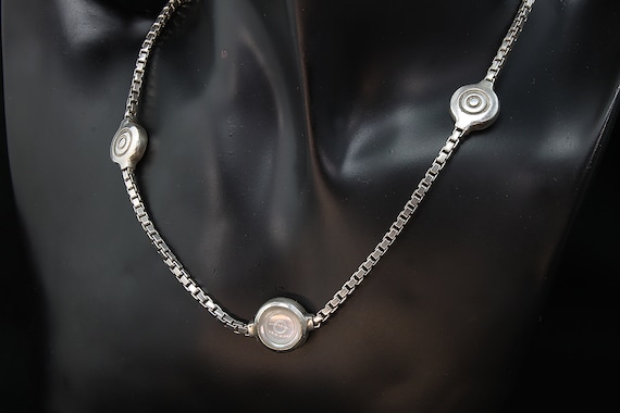 Vintage sterling silver Lisa Jenks necklace, concentric circles, unique mod style