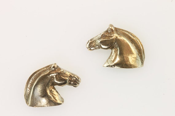 Handmade 14K Yellow Gold Norwegian Fjord stud earrings, equestrian gift, horse lover