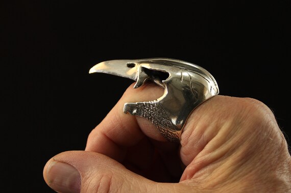 Amazing bird skull ring, sterling silver, southwe… - image 6