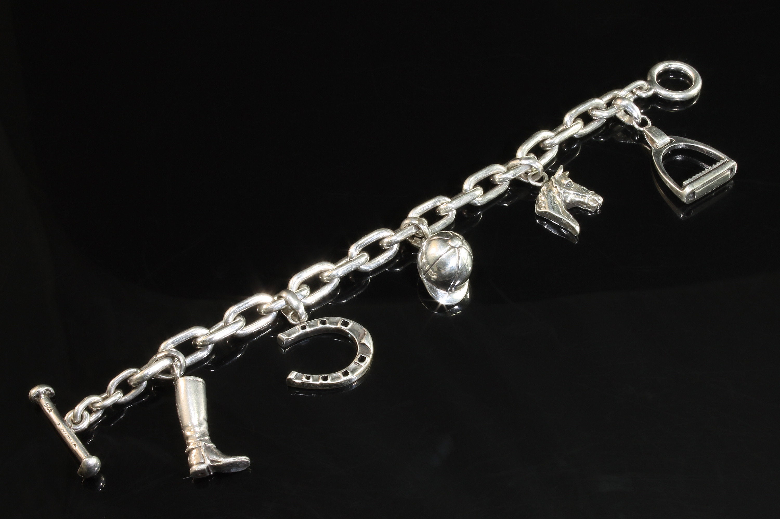 Equestrian Charm Bracelet Sterling Silver Jewelry, Horse Jewelry