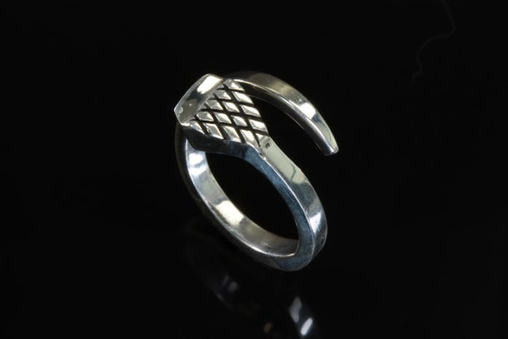 Handmade Horse shoe nail ring, sterling silver, equestrian gift, prairie wedding band