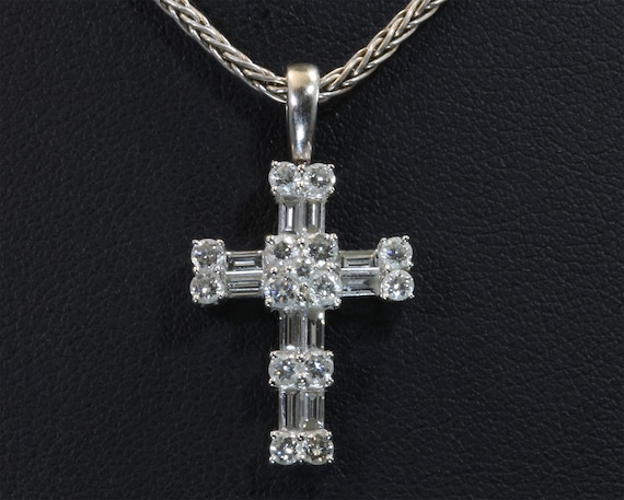 Vintage cross, 18K white gold .72ctw diamond, Christmas gift idea, gift for her, faith sparkles