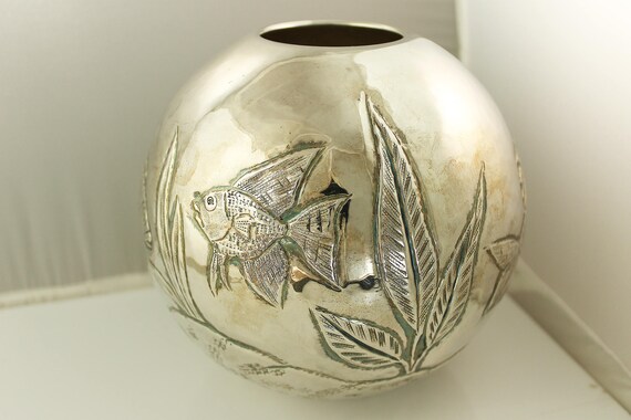 Sterling Silver Vintage Repoussed Fishbowl