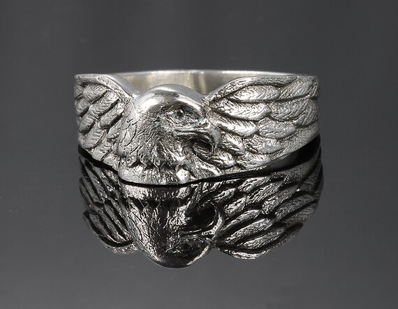 Handmade sterling silver eagle ring, American symbol, statement jewelry, birds of prey