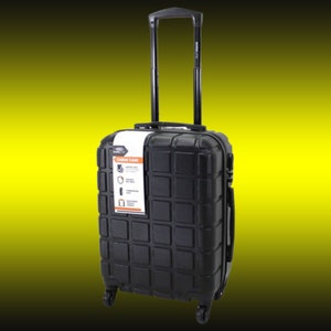 black Hard Shell Suitcase Cabin Carry On Hand Luggage 4 Wheels Travel Trolley Bag