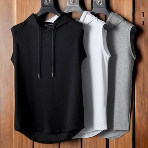 Ärmellose Hoodies Tops | Bequemes Herrenhemd | Kordelzug | Streetwear-Outfit