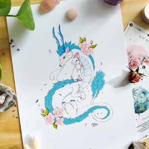 Illustration Rêve de Dragon - Impression A4 /5*7 / carte postale