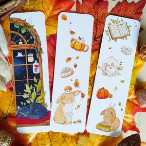 Marque page - Illustration "Goûter d'automne", "Cozy moment" et "Nuit d'automne"