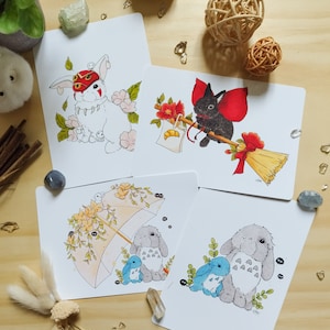 Illustration "Princesse des Esprits", "Merlin le magicien", "Esprit de la forêt", "Esprit de l'amitié" -  carte postale A6
