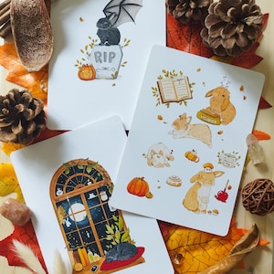 Illustration "Draculap's", "The spooky night" et "Parfum d'automne"-  carte postale A6 et A5