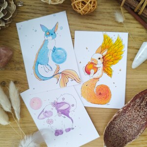 Lot de 3 mini cartes "Esprits des éléments" - Impression 6.5*9.2