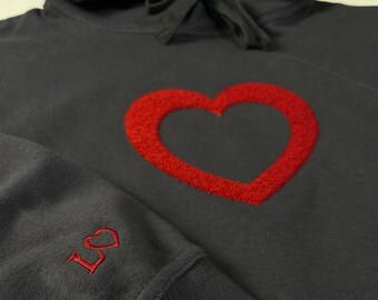 Personalisierter Flauschstick Hoodie - Herz, Valentinstag Geschenk, für Paare