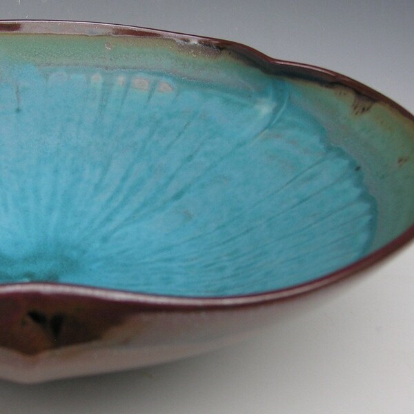 Extra Large Poppy Bowl - Made to Order - Turquoise Black Brown Ceramic Pottery