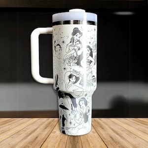 Disney Princess Engraved Tumbler, Moana Princess Tumbler 40oz, Snow White Tiana Tumbler Cup, Magic Kingdom Tumbler Women, Disney Cup