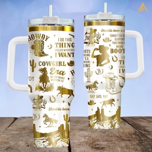 Cowgirl Era Engraved Tumbler, Western Rodeo Girl 40oz Tumbler, Cute Country Aesthetic Drinkware Tumbler, Yeehaw Gift For Her