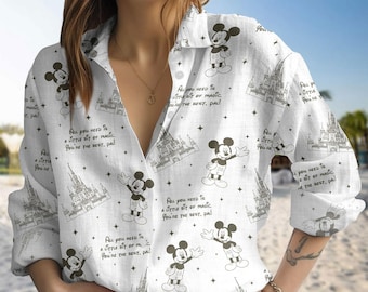 Mickey Linen-Look Shirt, Mickey Mouse Shirt, Disney Shirt, Mickey And Friends Shirt For Women, Disneyland Trip Shirt For Men, Magic Kingdom
