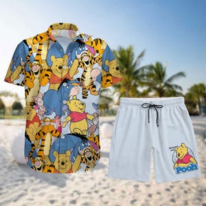 Maglietta con bottoni di Winnie the Pooh, maglietta e pantaloncini di Winnie the Pooh e Pimpi, maglietta Disney Eeyore per uomo e donna, maglietta coordinata con motivo Disneyland