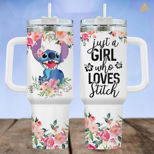 Disney Stitch 40oz Tumbler, Just A Girl Who Loves Stitch Stainless Tumbler, Lilo And Stitch Drinkware Tumbler, Disney Steel Tumbler