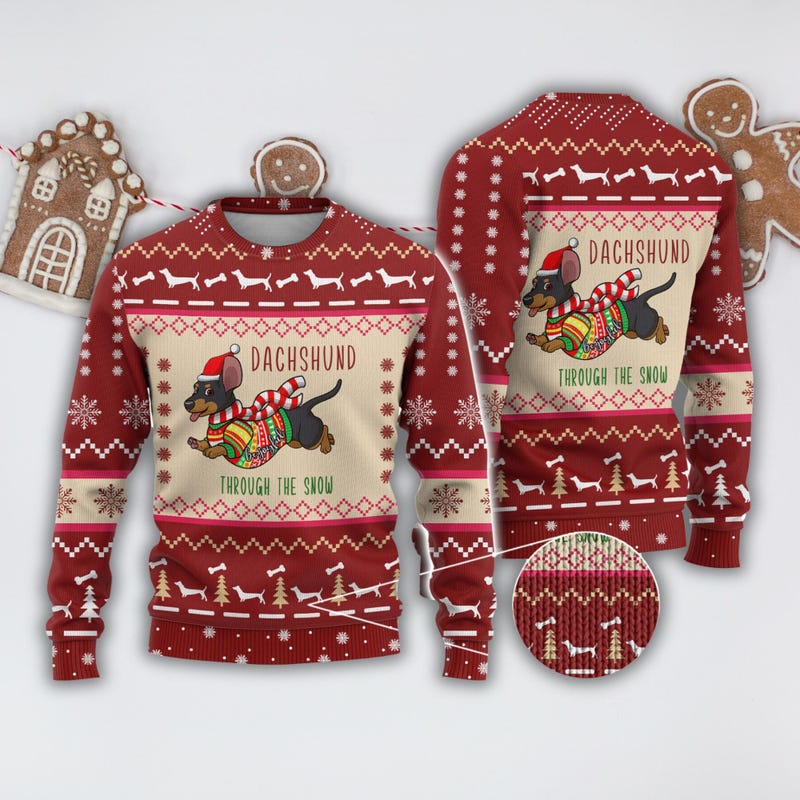 Leo and Ugo Scoop Neck Short Sleeve Sweater with Dachshund main image 1