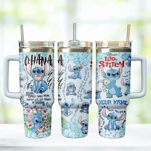 Gepersonaliseerde Disney Stitch-beker van 40 oz, roestvrijstalen beker lilo en stitch, Disneyland Trip-beker voor waaier, Stitch Ohana-beker drinkgerei