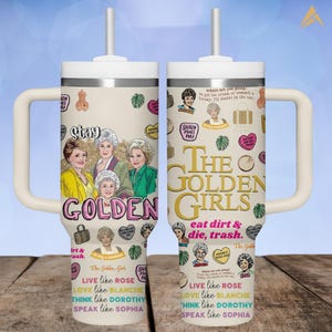 The Golden Girls 40oz Tumbler, Retro TV Show Tumbler For Fan, Blanche And Rose Stainless Steel Tumbler, Funny Sitcom Drinkware Tumbler