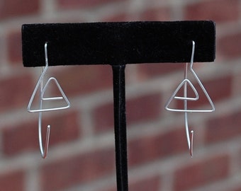 Abstract Triangle Chevron Sterling Silver Earrings, Eco Friendly Recycled, modern silver earrings