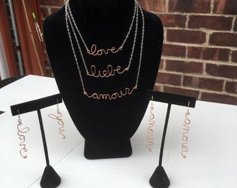 SALE 15% off Love You Valentines Day Copper and Silver Script Necklace
