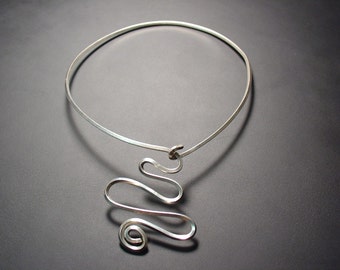 Sterling Silver Swirl Curled Modern Necklace, girlfriend gift, wife present