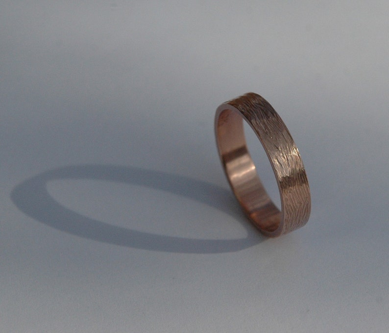 Rose Gold 5mm Wood Grain Textured Wedding Band Male Wedding Etsy