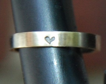 Heart commitment band, promise ring- 3mm Yellow Gold Heart Wedding Band