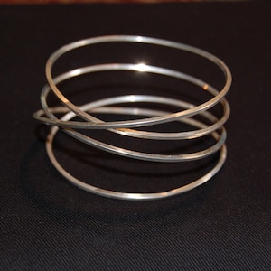 Sterling SIlver Dangling Bangles, statement bracelet, silver cuff