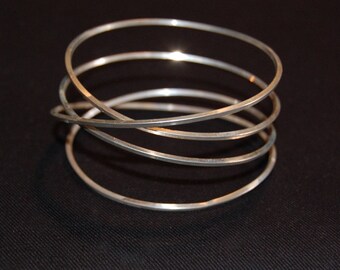 Sterling SIlver Dangling Bangles, statement bracelet, silver cuff