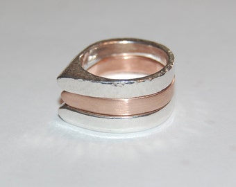 10kt Rose Gold Stackable point band ring