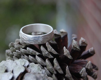 Tree Bark Sterling Silver Ring