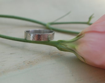 His and hers Handmade White Gold Hammered Sunny Day Wedding Band, unisex wedding band, commitment bands, Textured wedding band