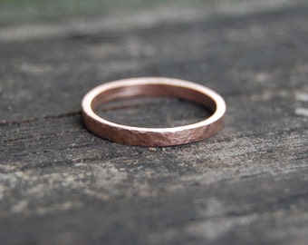 Hammered Rose Gold Sunny Day Band, Hammered wedding band, hammered thin wedding ring, thin gold band, hers wedding ring