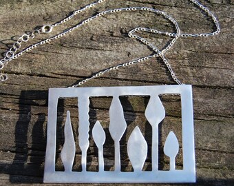 Can you see the forest through the...Sterling silver necklace, forest necklace, tree necklace hand sawn necklace