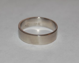 5mm White Gold Wedding Band, Male Wedding band, matte gold band, His wedding band