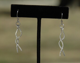 Dangling thread Sterling Silver Earrings, Modern earrings