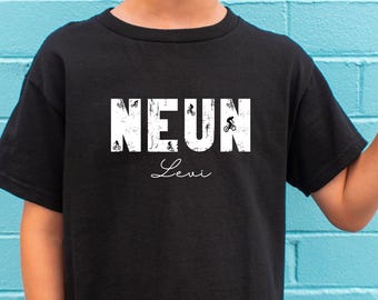 Mountainbike T-shirt voor jongens en meisjes – gepersonaliseerd met naam en nummer – downhill cycling verjaardagsshirt 6 7 8 9 10 11 12